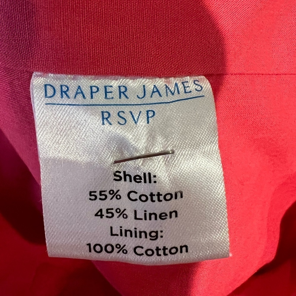 Draper James Blazer Womens Washed Pink Red Boxy Jacket Linen Cotton Chambray XL - Picture 7 of 8